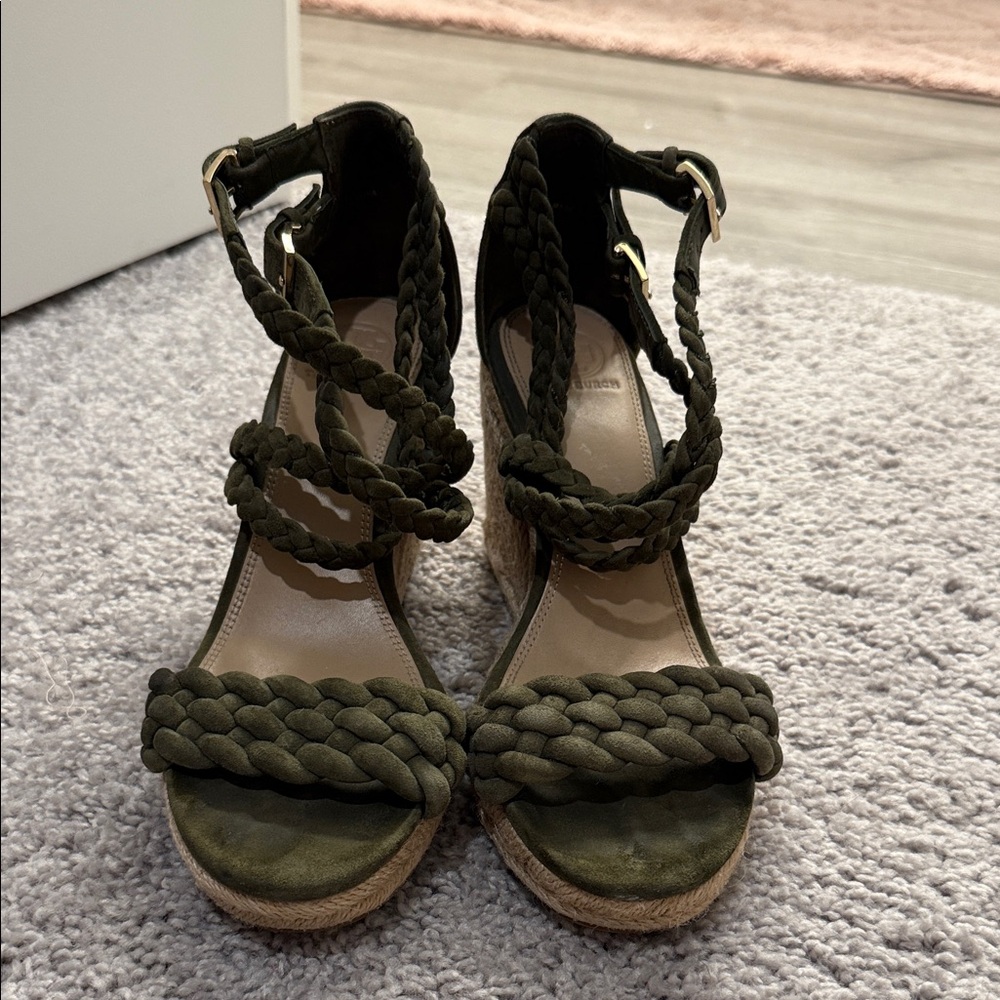 Tory Burch Braided Olive Green Women's Espadrille